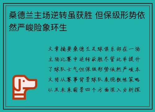 桑德兰主场逆转虽获胜 但保级形势依然严峻险象环生
